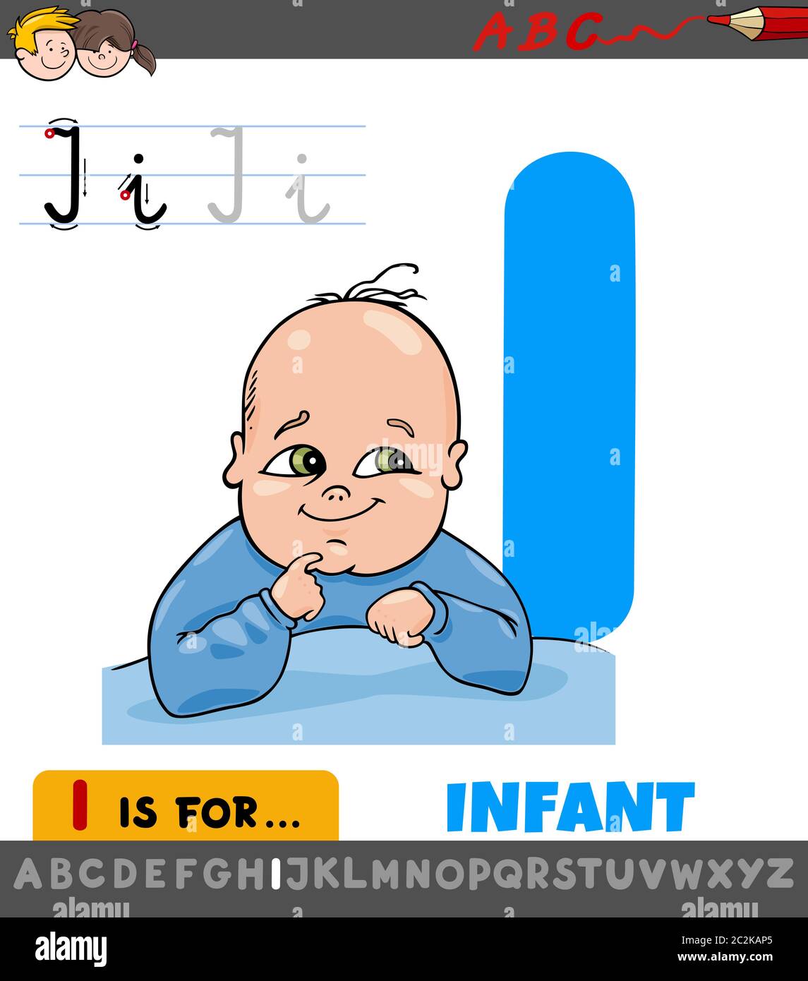 Feuille De Travail Lettre I Avec Dessin Anime Pour Bebe Photo Stock Alamy