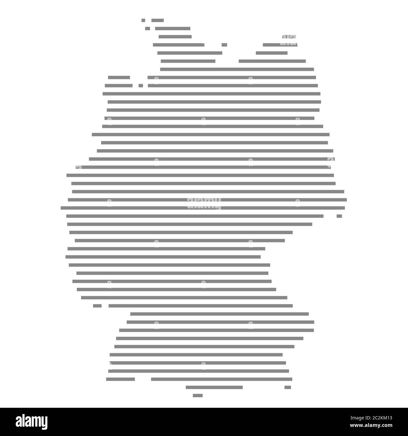 Carte rayée grise de l'Allemagne sans États ni provinces fédéraux Banque D'Images