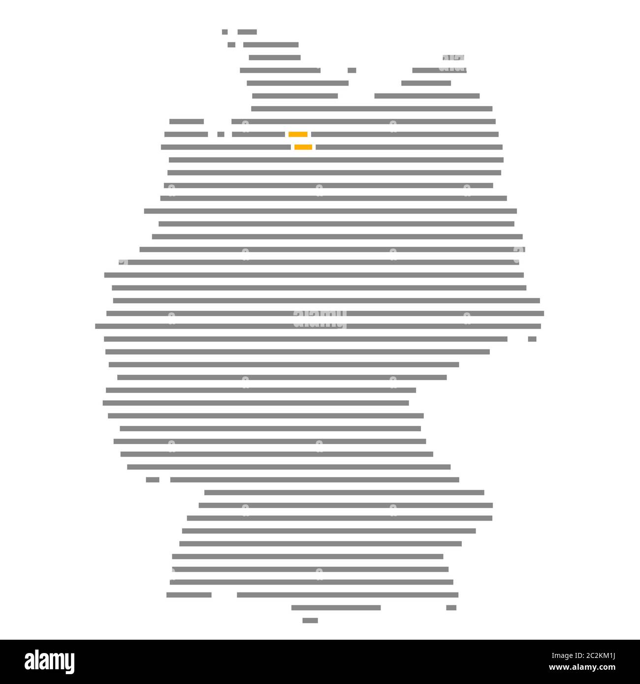 Hambourg sur une carte rayée grise et orange de l'Allemagne Banque D'Images