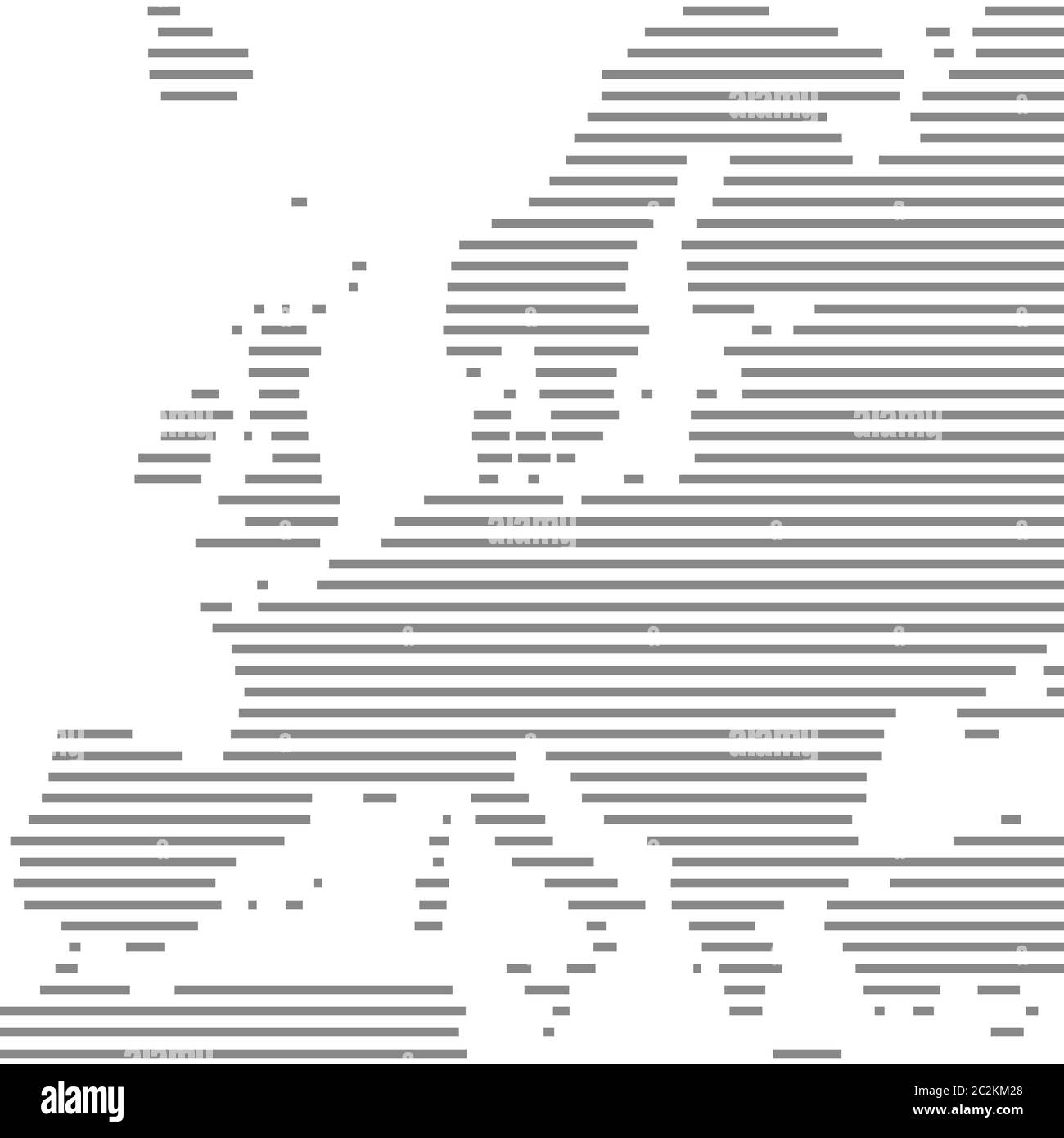 Carte rayée grise de l'Europe sans pays Banque D'Images