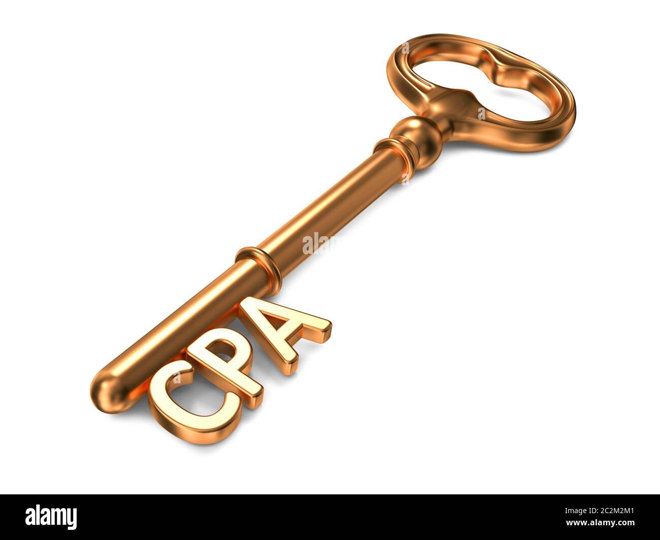 CPA - clé d'or sur fond blanc. Rendu 3D. Concept d'information. Banque D'Images