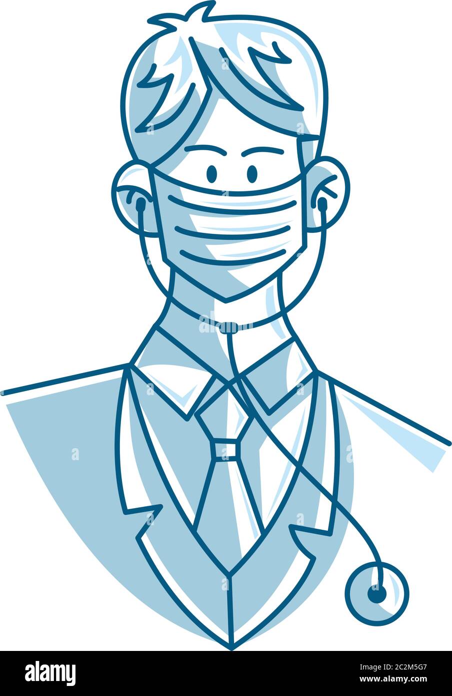 Illustration du personnage masculin de médecin portant un masque Vector Illustration de Vecteur