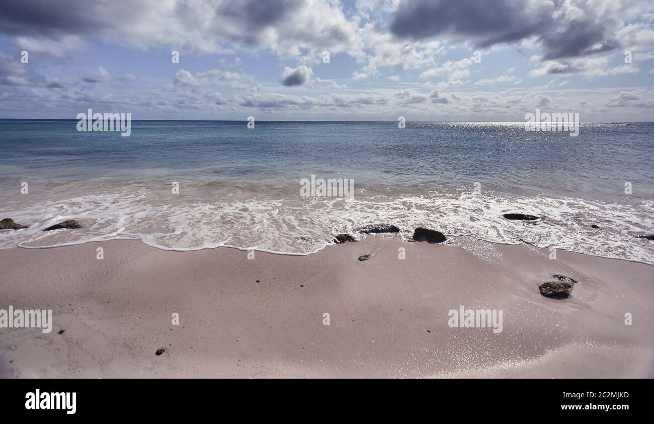 Vue sur l'horizon sur la mer à Xpu-Ha plage. Banque D'Images