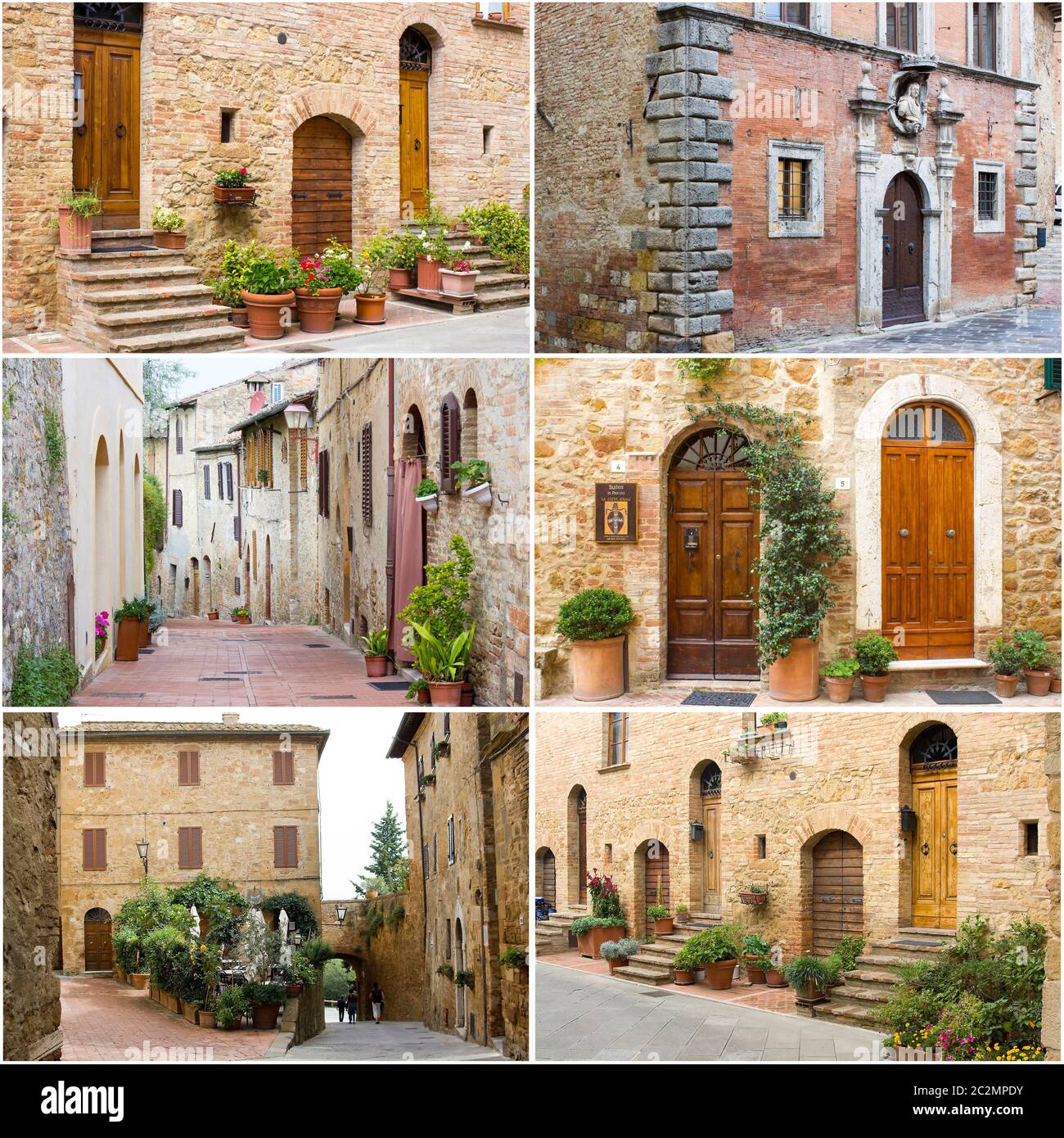 Collage avec des photos avec des rues typiques de toscane, Toscane, Italie Banque D'Images
