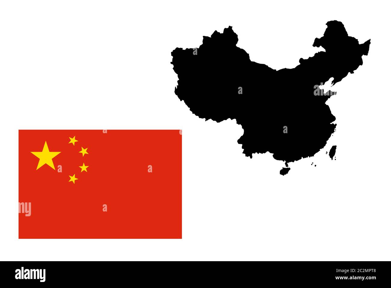 Carte Noire De La Chine Et Drapeau Rouge Isole Sur Fond Blanc Carte Et Drapeau Chinois Photo Stock Alamy