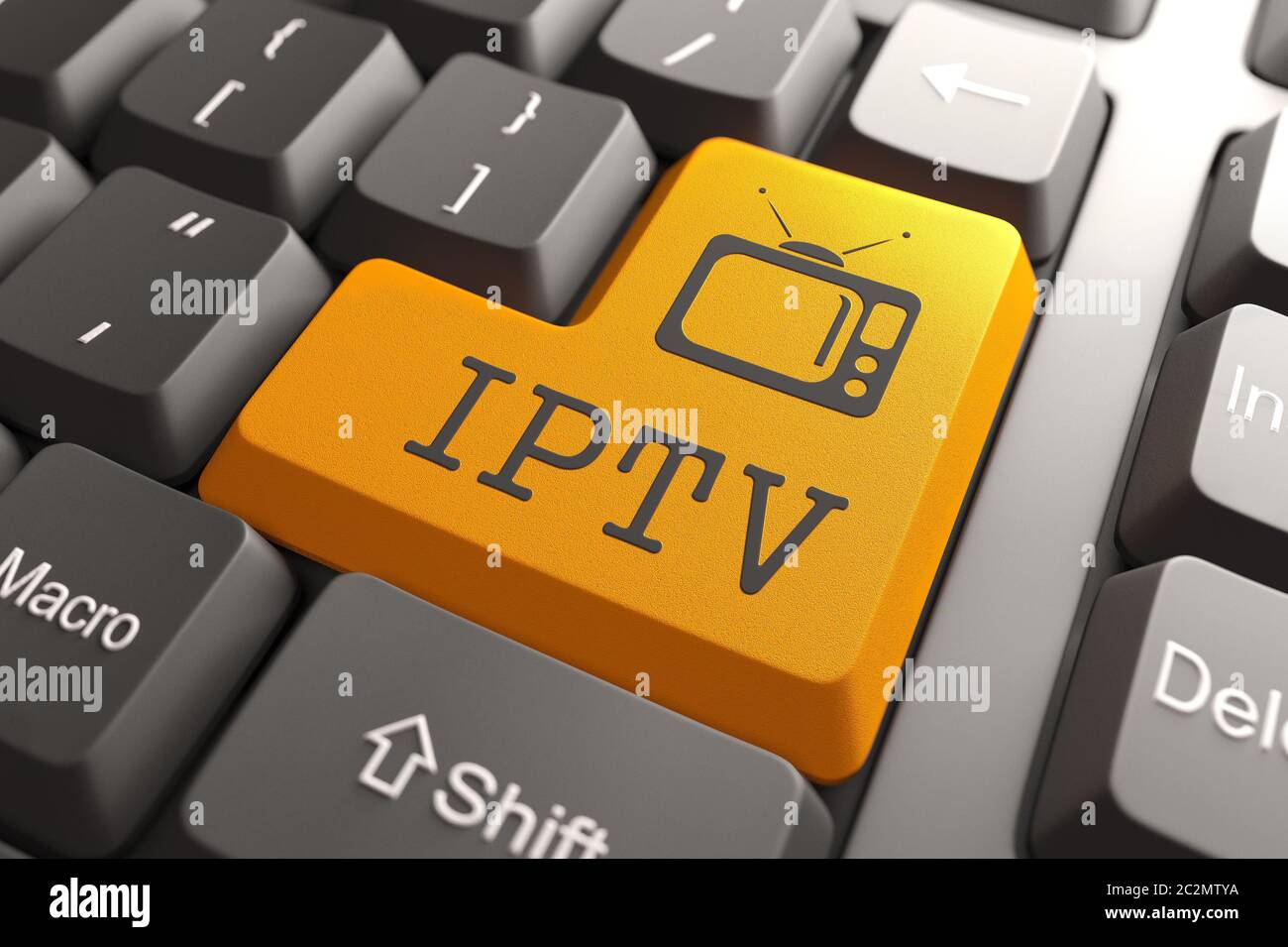 IPTV - touche orange avec icône TV sur le clavier noir de l'ordinateur  Photo Stock - Alamy