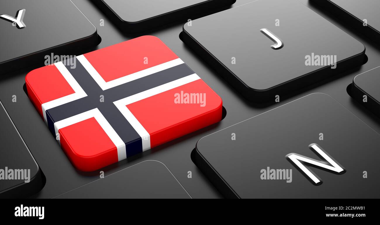 Drapeau de la Norvège - bouton sur le clavier noir de l'ordinateur. Banque D'Images