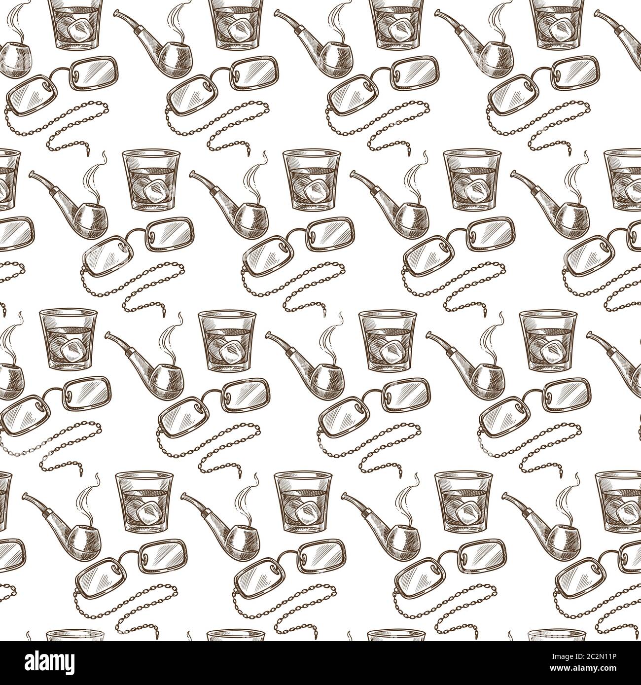 Lunettes pour fumer le tuyau et le verre de l'alcool sans couture modèle Illustration de Vecteur