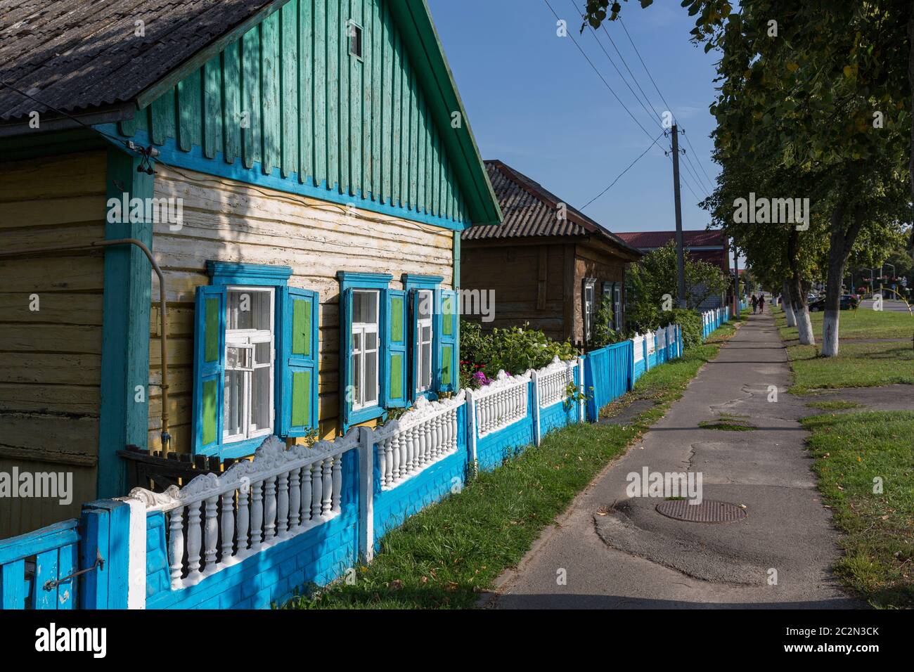 Ancienne maison résidentielle dans un village en Biélorussie (Russie-blanc) Banque D'Images