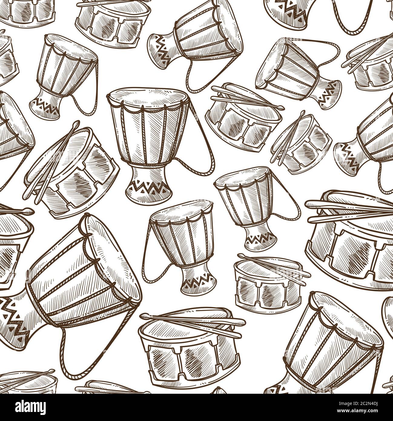 Instrument de musique djembe ou jembe drum modèle sans couture Illustration de Vecteur