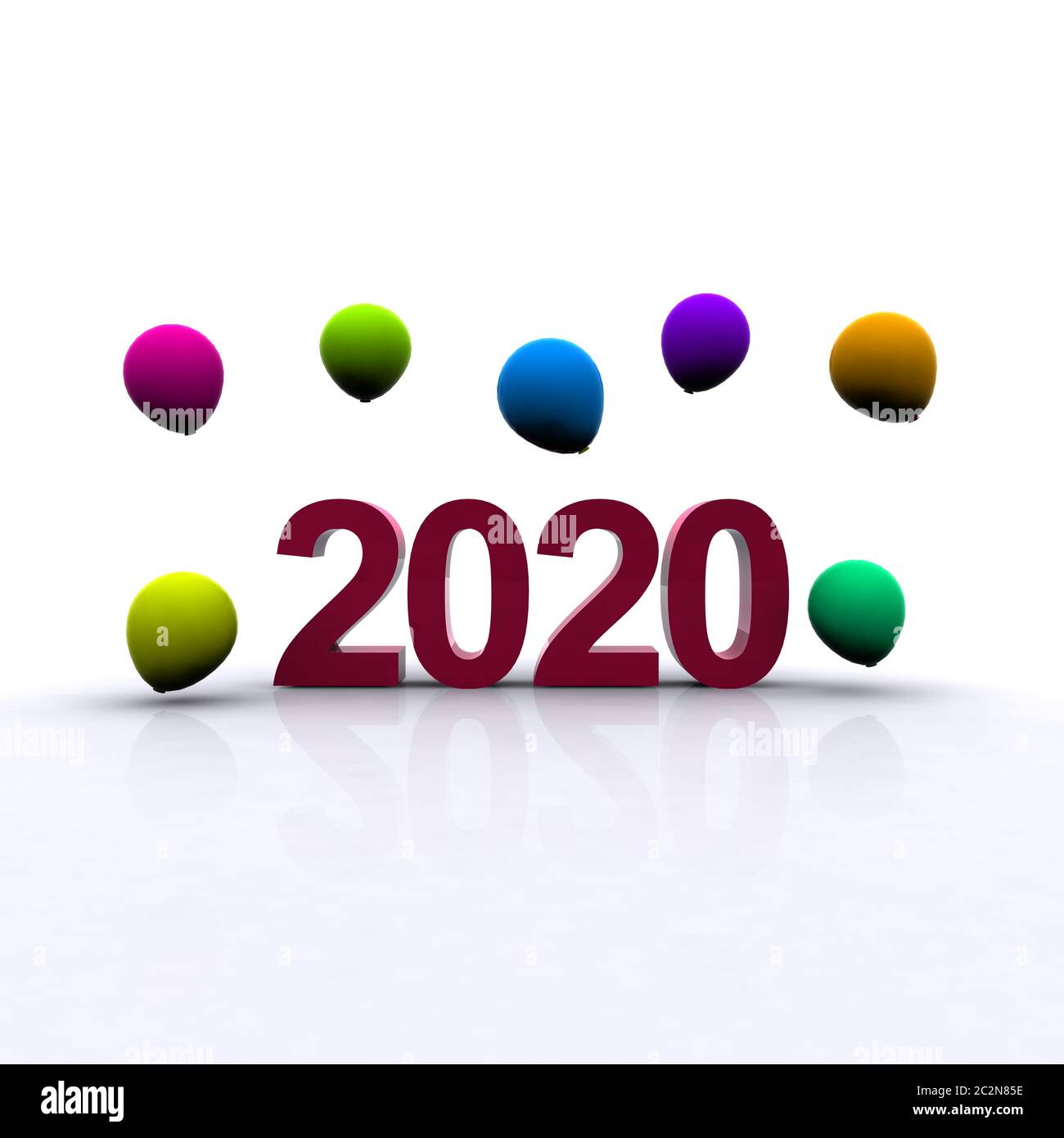 réalisation en 3d du mot 2020 avec des bulles colorées Banque D'Images