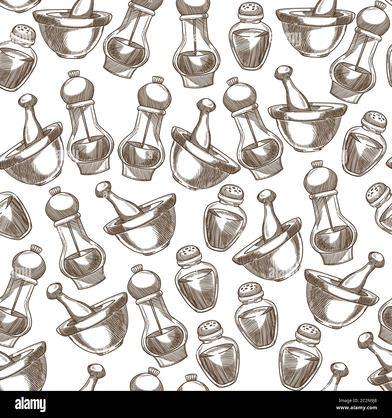 Saupoudreuse à sel et poivre, essence pour plats à motifs sans couture Illustration de Vecteur