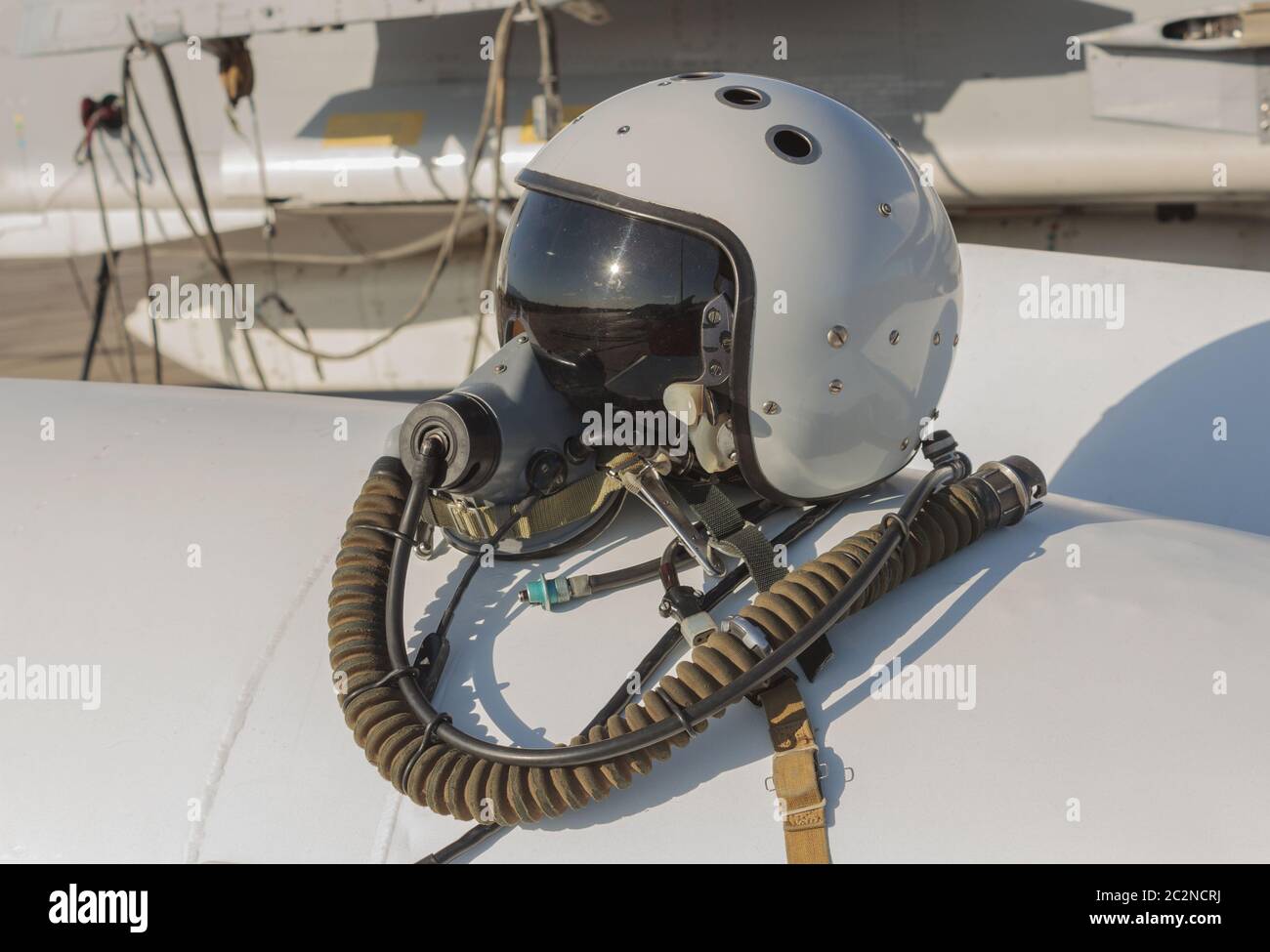 Helmet mask pilot oxygen Banque d'image 