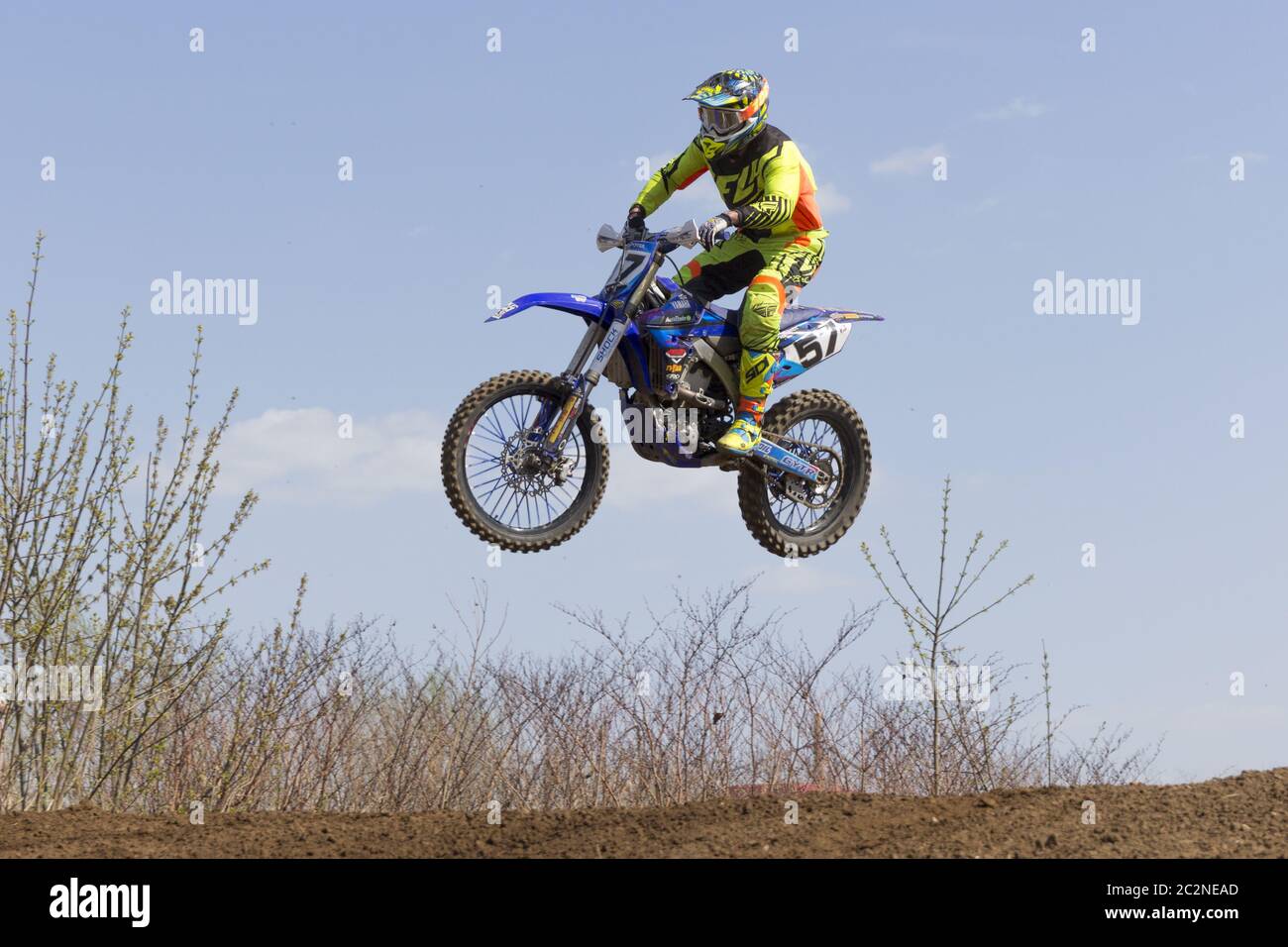 Moscou - 4 juin : Motocycliste au championnat d'Europe en motocross en Russie le 4 juin 2017 à Moscou, Russie. Banque D'Images