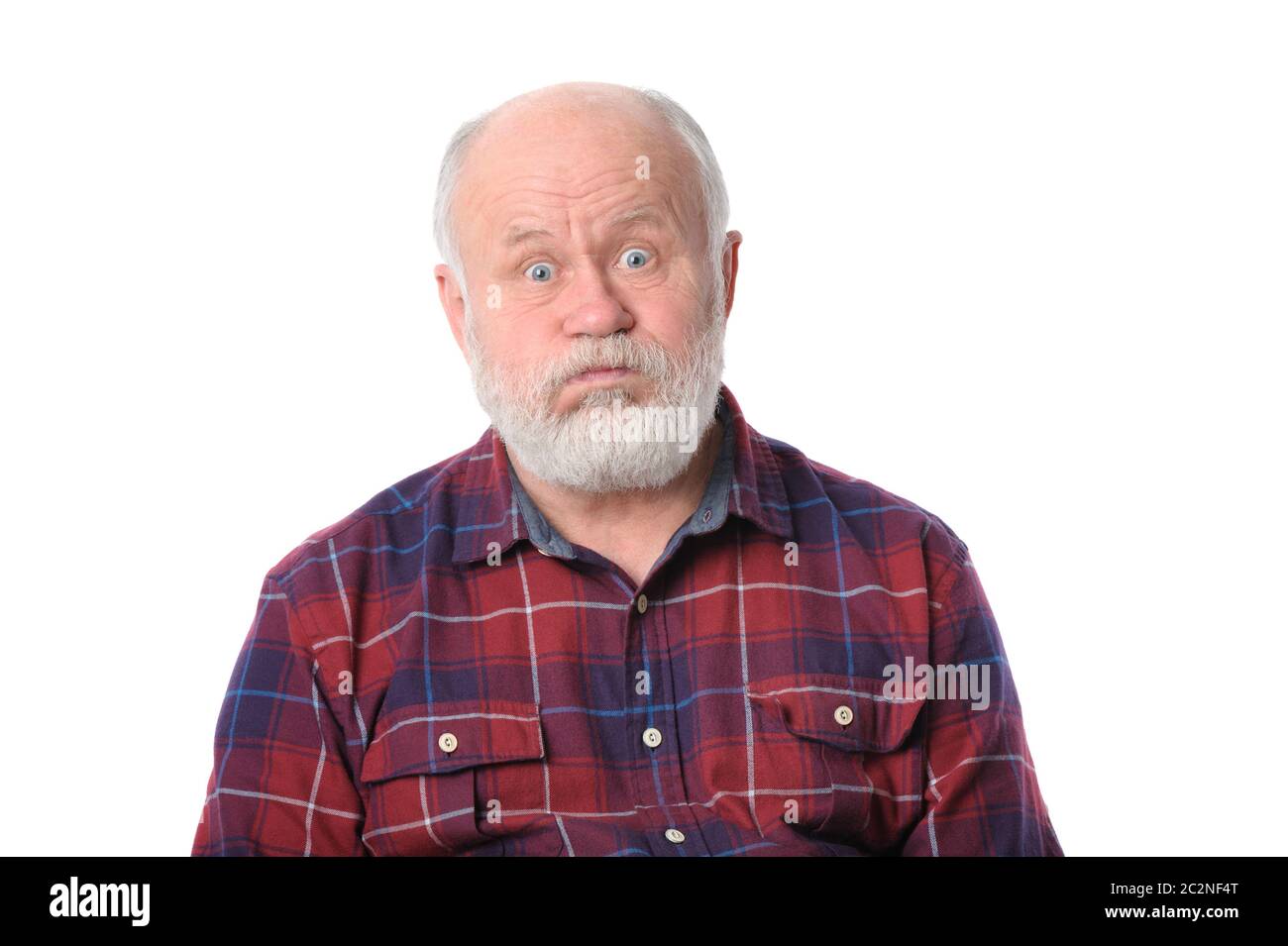 Sad man, isolated on white Banque D'Images