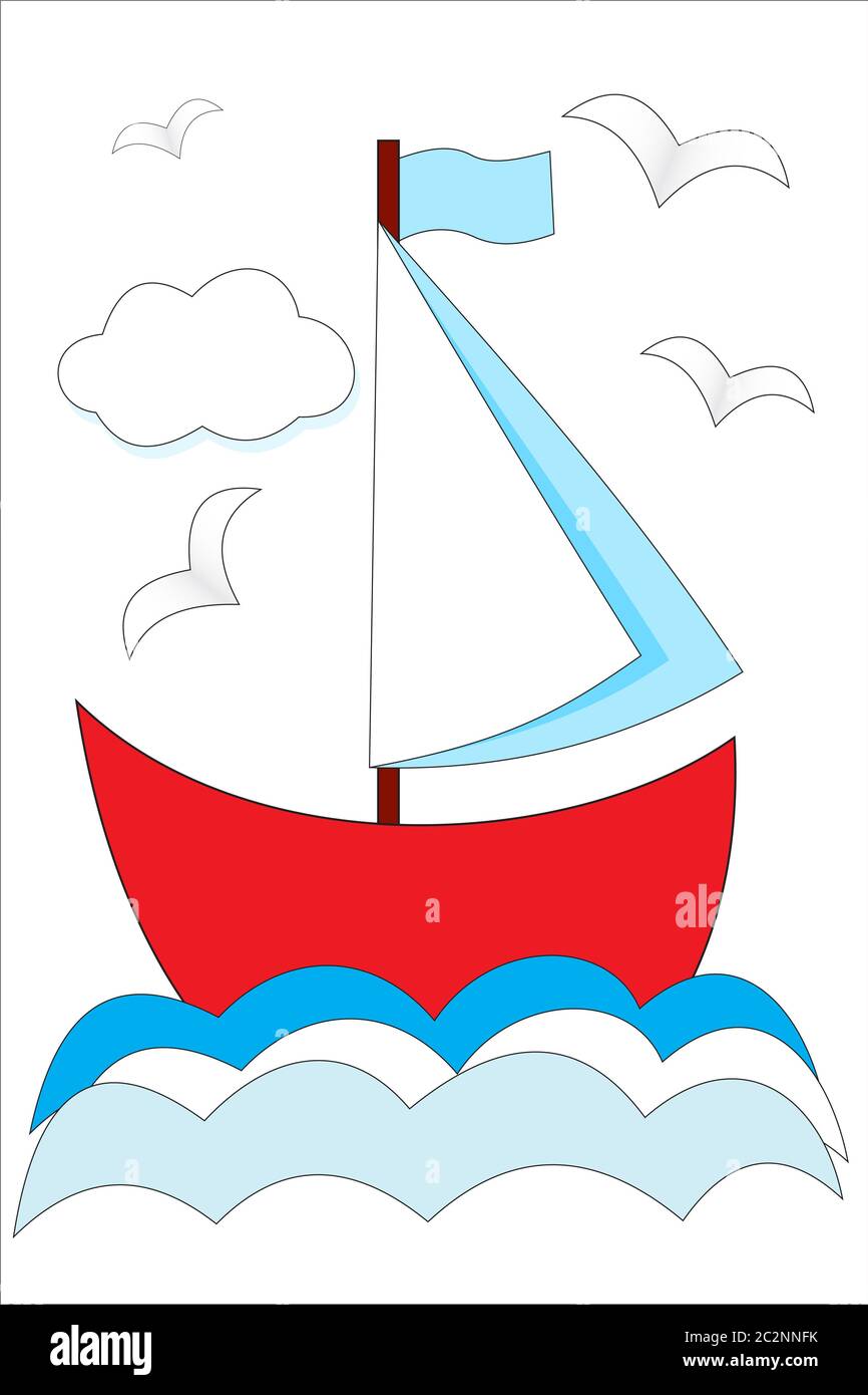 Petit bateau sur les vagues Banque D'Images