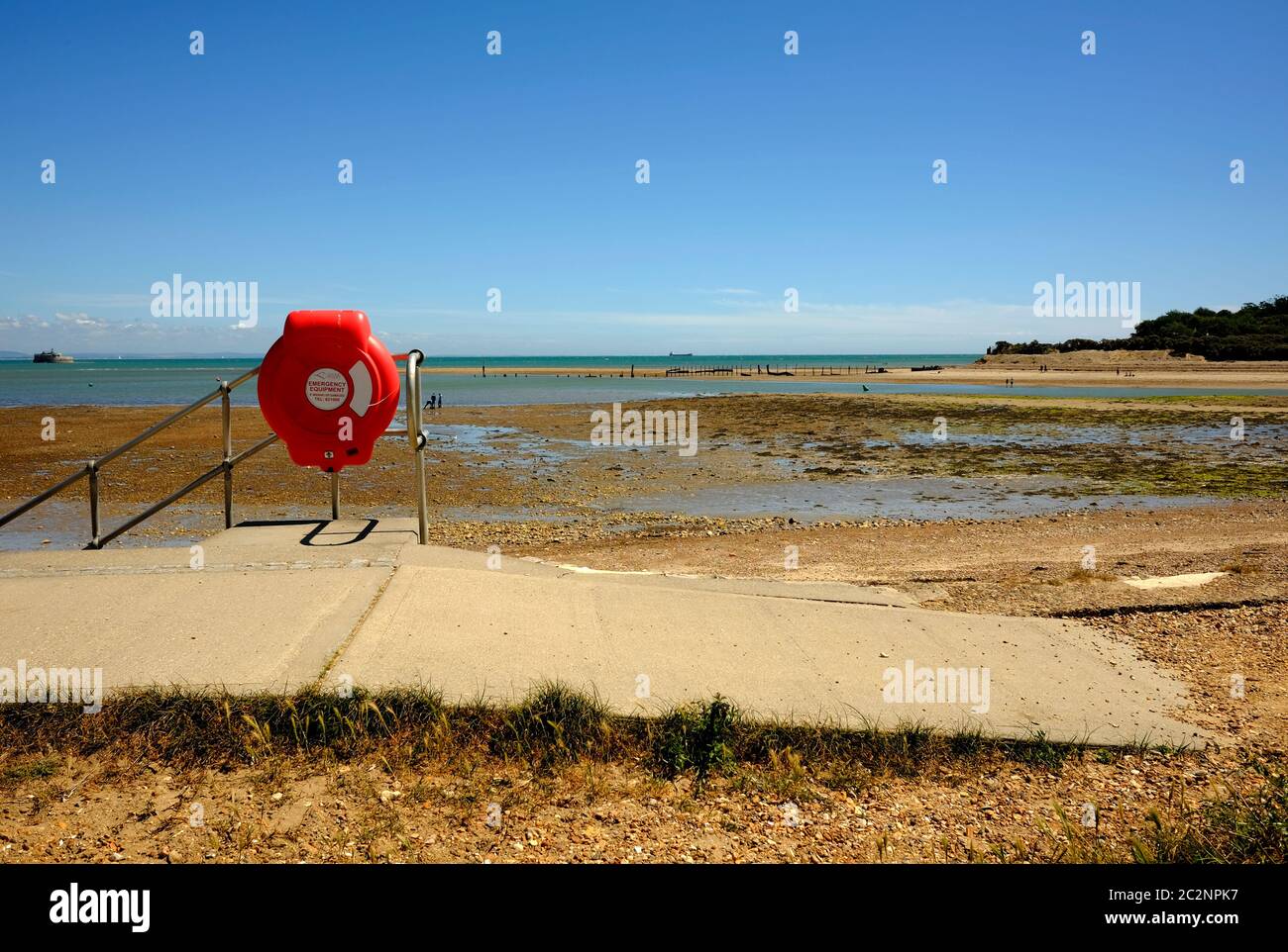 Plage de St Helens Duver à l'entrée du port de Bembridge à marée basse canal Banque D'Images