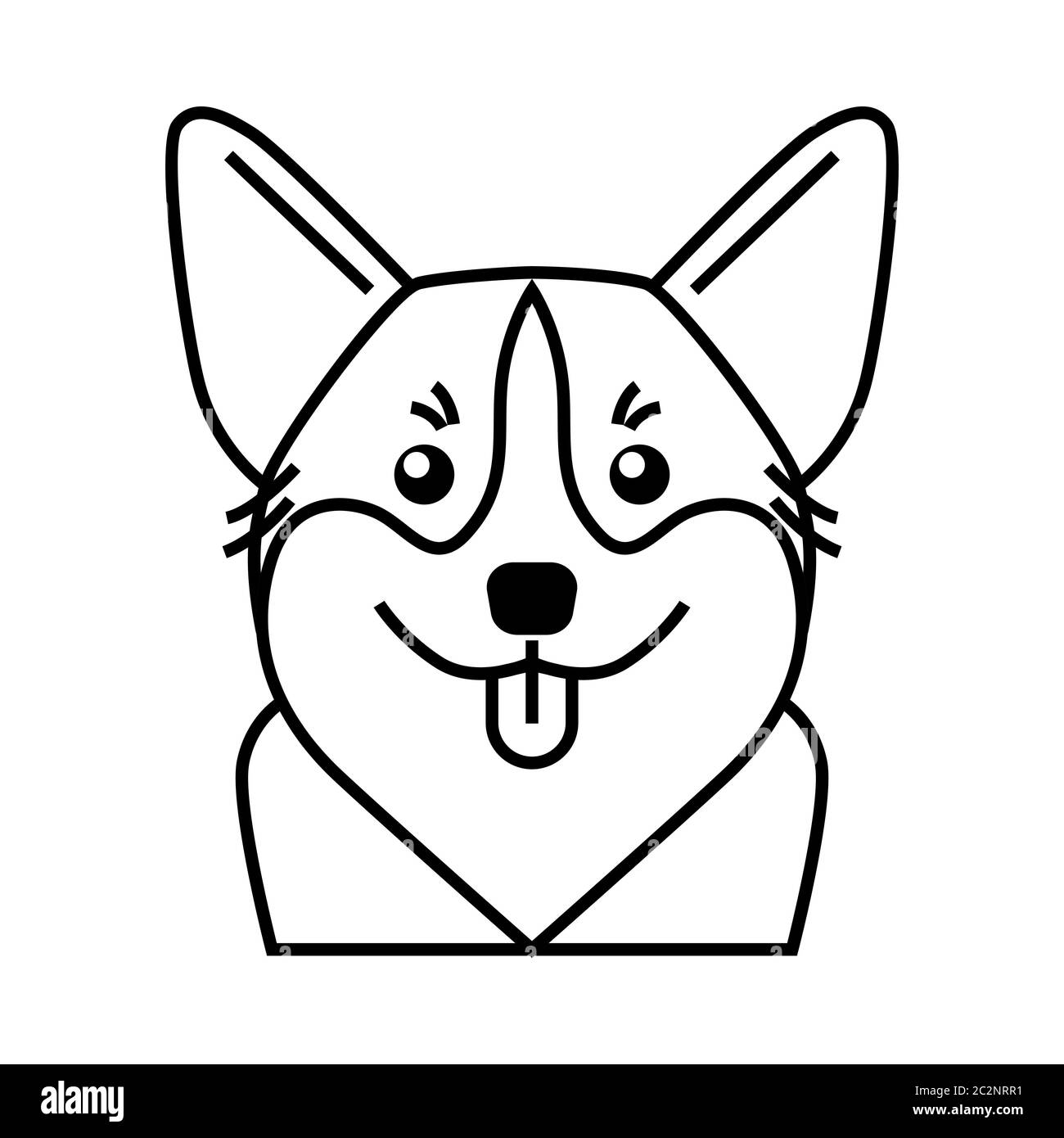 Corgi gallois mignon personnage. Icône de ligne. Illustration graphique en vecteur pour emblème de t-shirt, tatouage, logo. Illustration de Vecteur