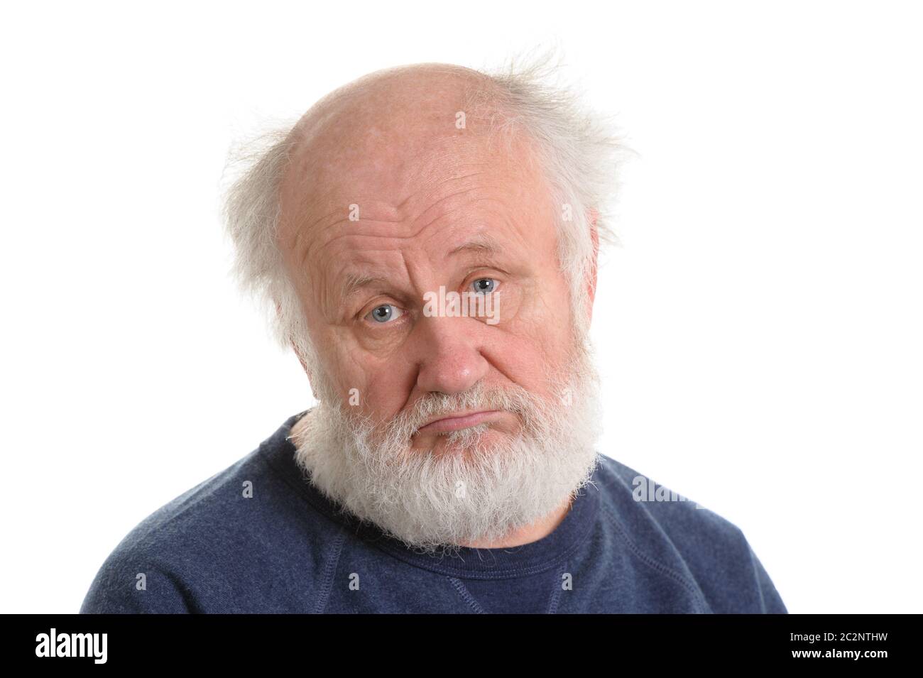 Vieil homme triste déprimant portrait isolé Banque D'Images