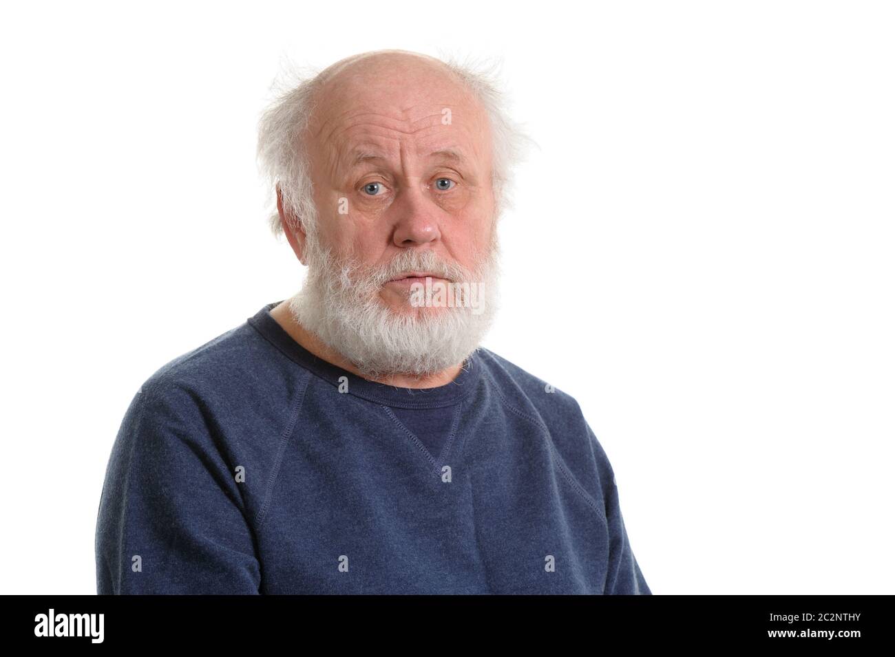 Vieil homme triste déprimant portrait isolé Banque D'Images