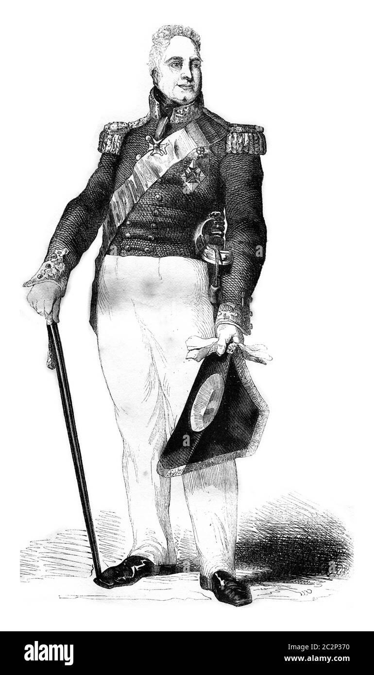 William IV, Prince Regent d'Angleterre, illustration gravée d'époque. Histoire colorée de l'Angleterre, 1837. Banque D'Images