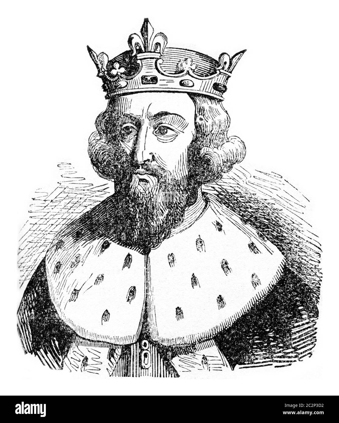 Alfred le Grand, illustration gravée vintage. Histoire colorée de l'Angleterre, 1837. Banque D'Images