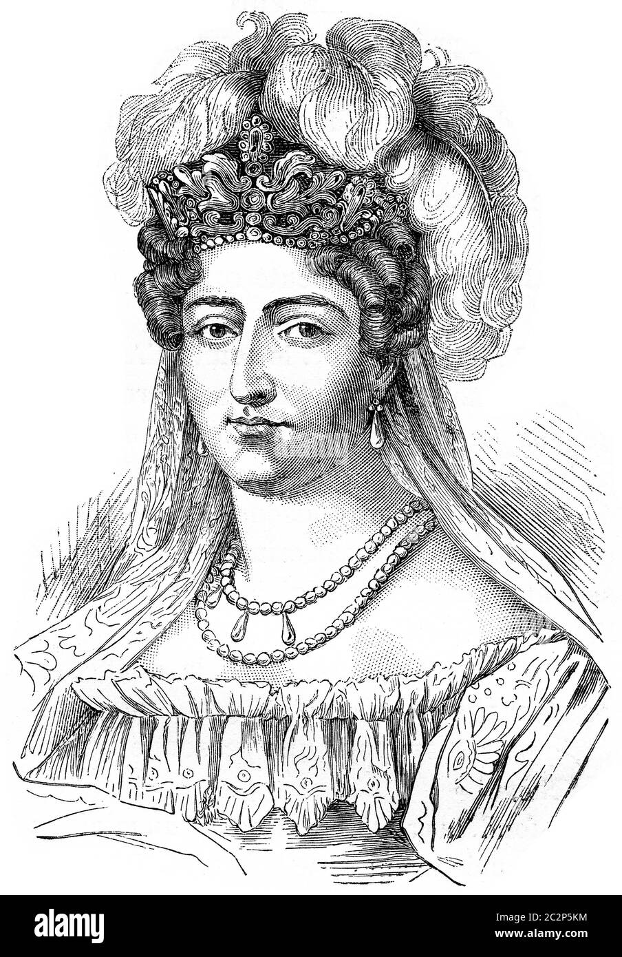 Duchesse d'Angoulême, illustration gravée d'époque. Histoire de la France – 1885. Banque D'Images