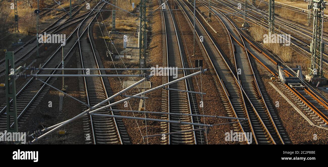 Les voies de train arrière-plan Banque D'Images