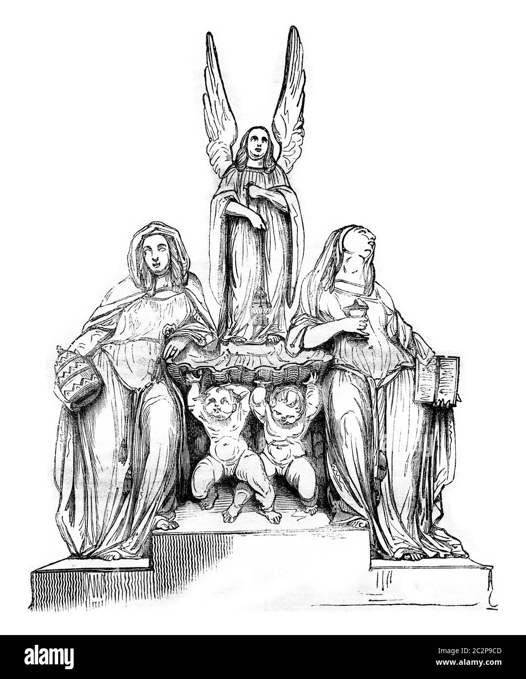 1836 spectacle de sculptures, UNE police d'eau Sainte, indiqué à l'église de la Madeleine, illustration gravée d'époque. Magasin Pittoresque 1836. Banque D'Images 1836 spectacle de sculptures, UNE police d'eau Sainte, indiqué à l'église de la Madeleine, illustration gravée d'époque. Magasin Pittoresque 1836. Banque D'Images