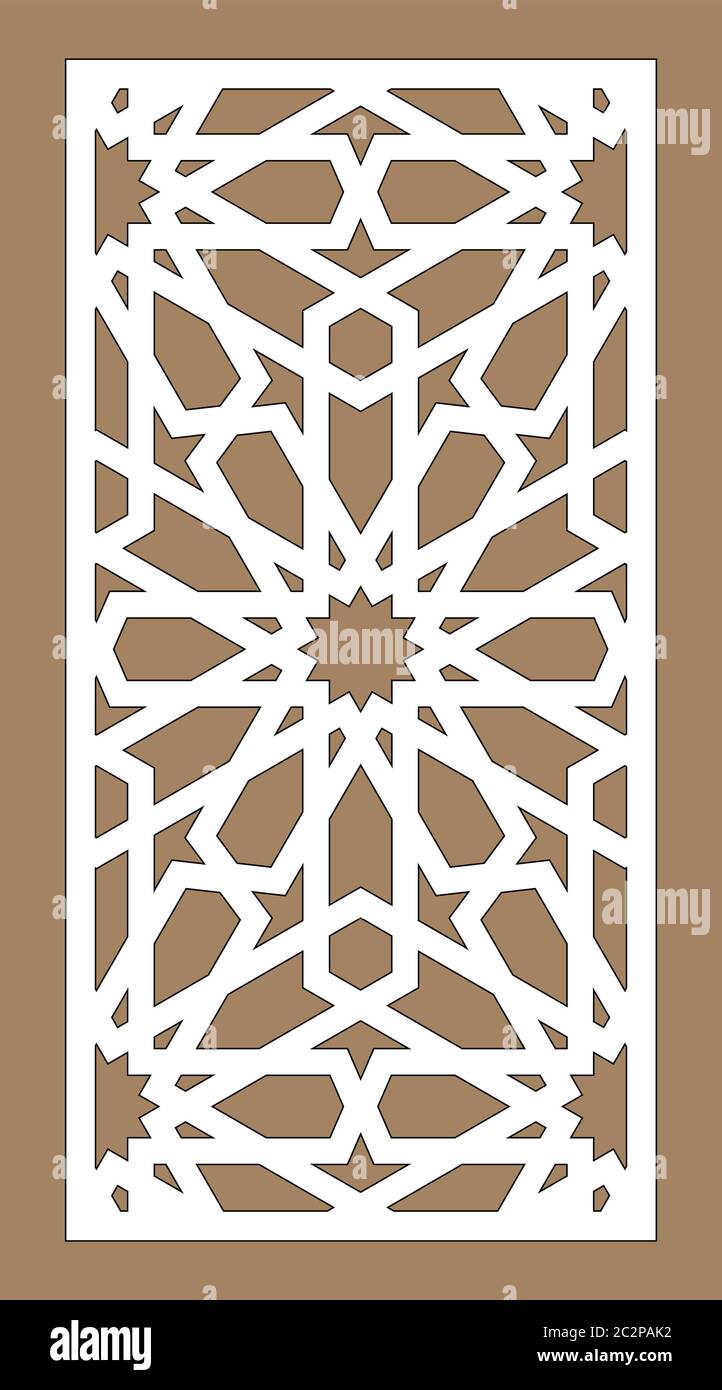 Panneau vectoriel de coupe lente. Décoration CNC, design jali, cloison intérieure. Coupe de lazer arabe et islamique Illustration de Vecteur