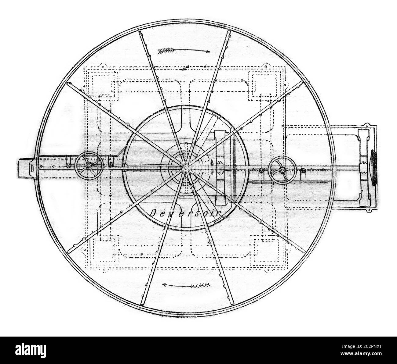 Machine à laver rotative, illustration gravée d'époque. Encyclopédie industrielle E.-O. Lami - 1875. Banque D'Images