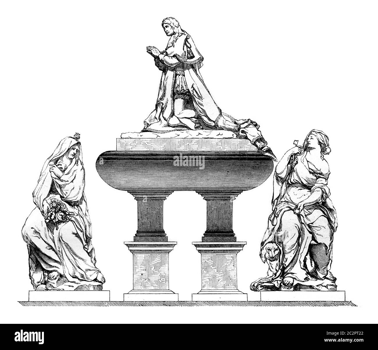 Tombeau de Colbert, réalisé par Lebrun, interprété par Baptiste Tuby et Coysevox Antonie, illustration gravée d'époque. Magasin Pittoresque 1847. Banque D'Images Tombeau de Colbert, réalisé par Lebrun, interprété par Baptiste Tuby et Coysevox Antonie, illustration gravée d'époque. Magasin Pittoresque 1847. Banque D'Images