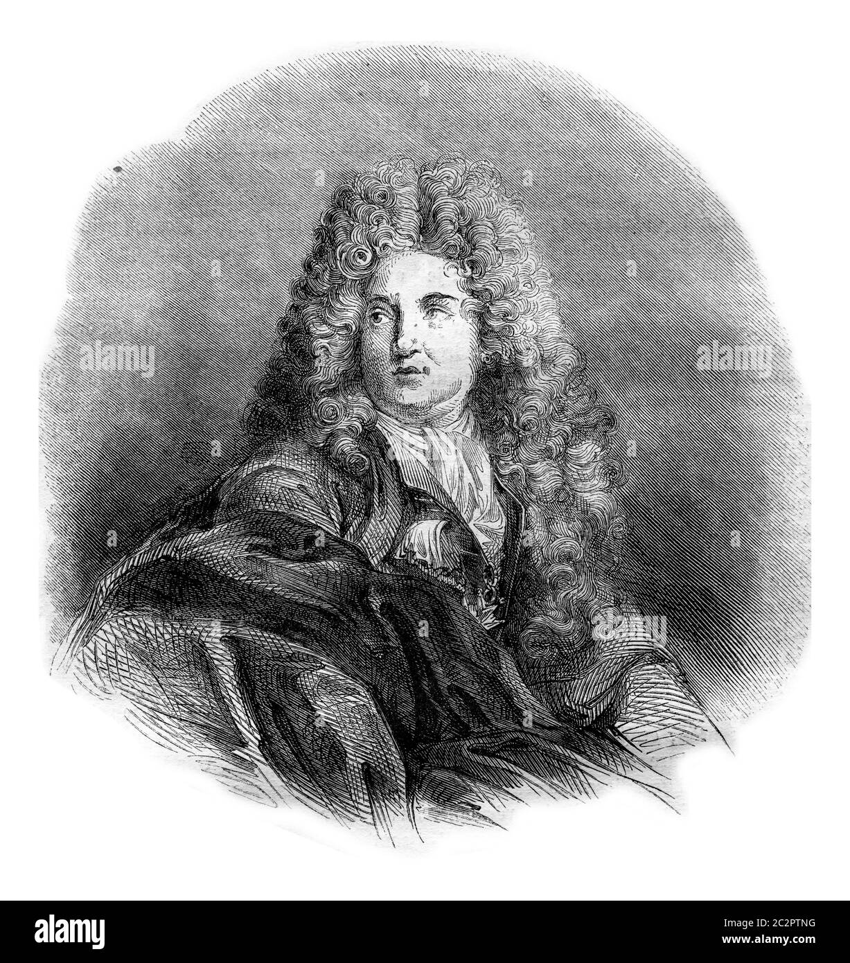 Gerard Edelinck, illustration gravée d'époque. Magasin Pittoresque 1852. Banque D'Images