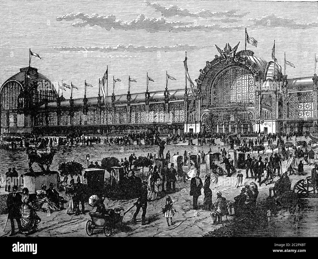 Vue de la façade de l'exposition universelle de Paris en 1878 ...