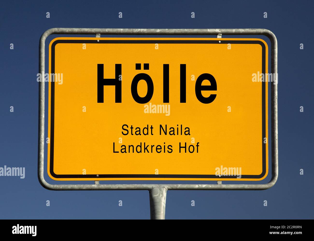 Ville limite signe de Hoelle, district de Naila, cour de district, Bavière, Allemagne, Europe Banque D'Images