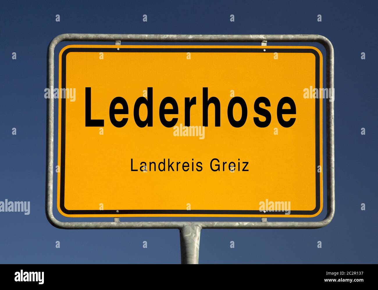 Ville limite signe de Lederhose, Greiz, Thuringe, Allemagne, Europe Banque D'Images