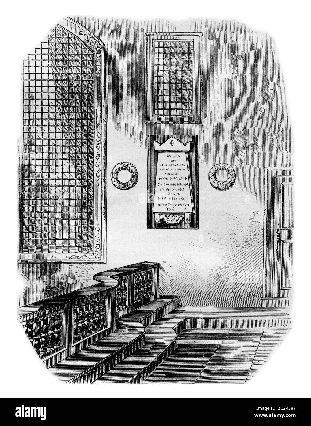 Monument de Montcalm dans la ville de Québec, en 1859, illustration gravée d'époque. Magasin Pittoresque 1861. Banque D'Images