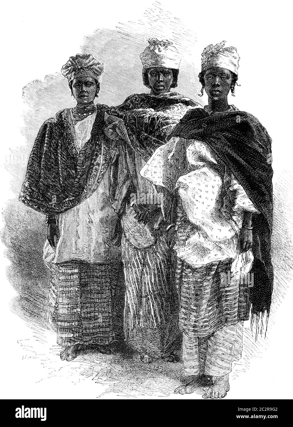 Femmes sénégalaises, illustration gravée d'époque. Le Tour du monde, Travel Journal, (1872). Banque D'Images