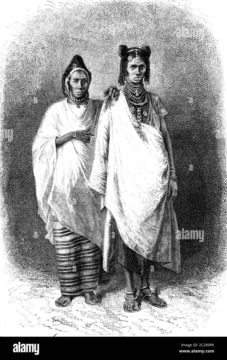 Femmes Haut-Sénégal, illustration gravée vintage. Le Tour du monde, Travel Journal, (1872). Banque D'Images