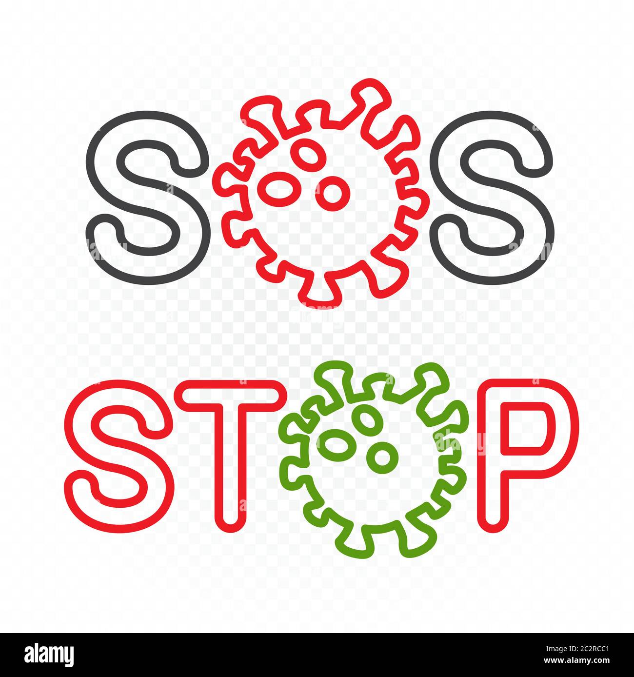 jeu de symboles sos et stop du coronavirus Illustration de Vecteur