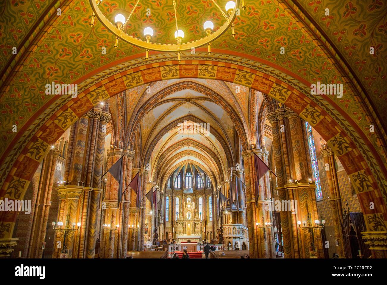 Budapest, Hongrie, mars 22 2018 : l'intérieur de l'église de l'Assomption du château de Buda. Il est plus communément appelé Banque D'Images