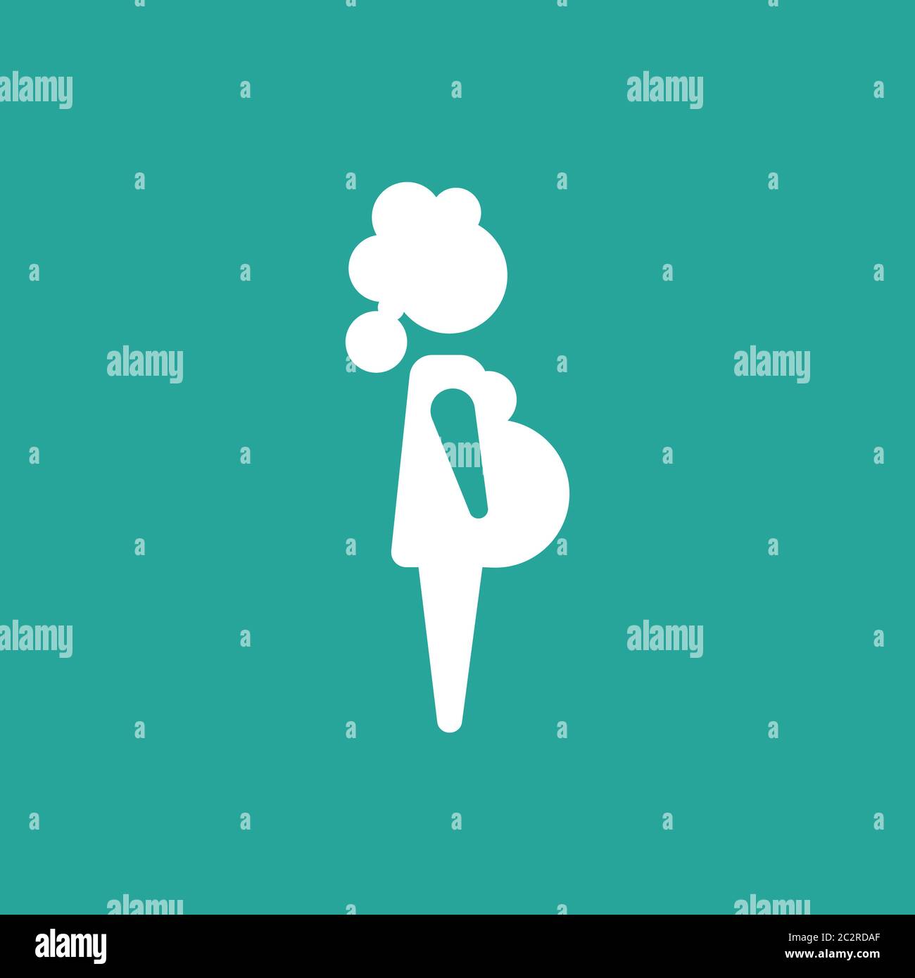 silhouette blanche de femme enceinte en robe isolée sur fond turquoise. Icône plate isolée sur blanc. Icône mère et maternité Vector Flat. Pré Illustration de Vecteur