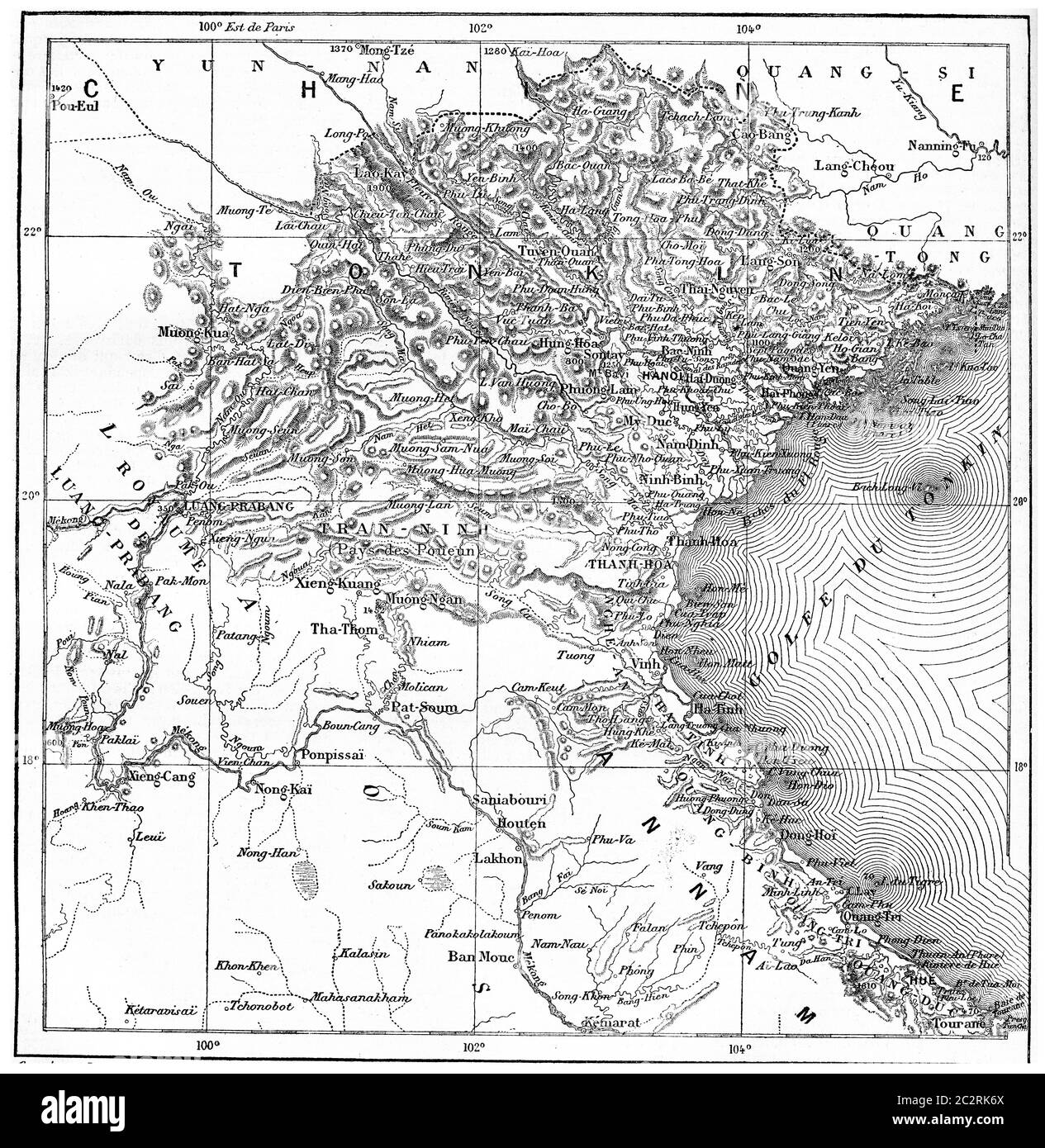 Carte du tonkin Banque d'images noir et blanc - Alamy