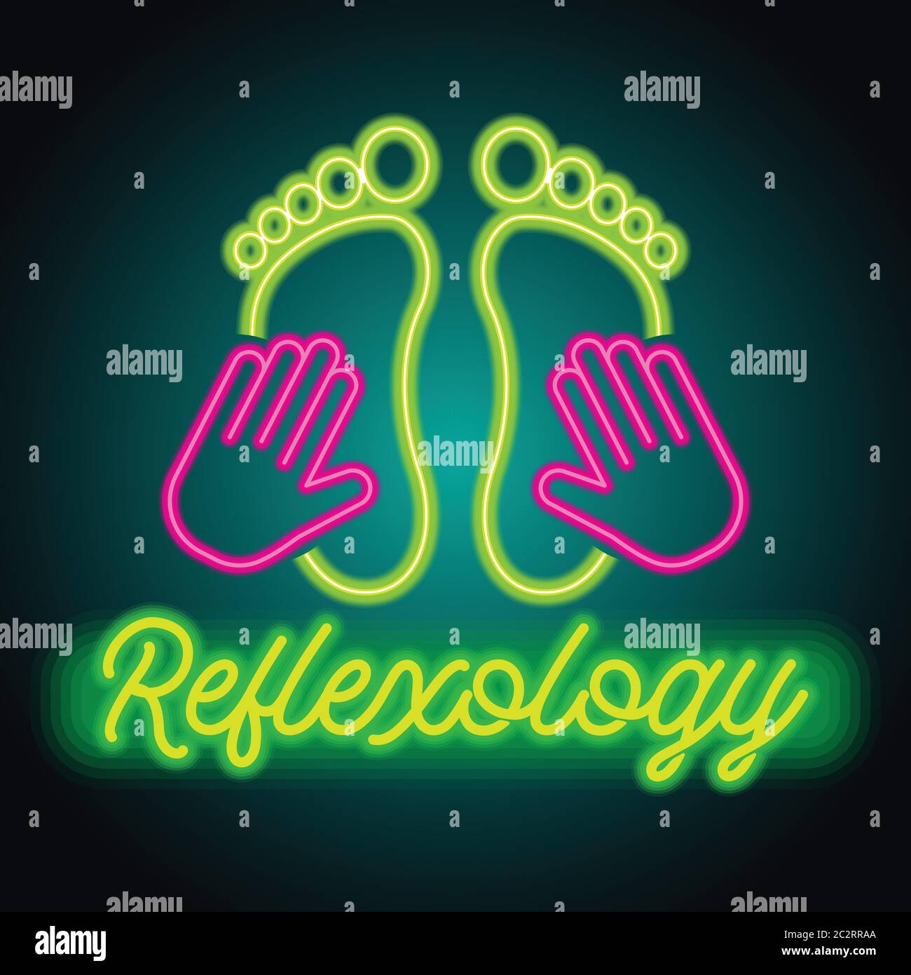 logo de thérapie par zone de réflexologie avec effet de signe néon. illustration vectorielle Illustration de Vecteur