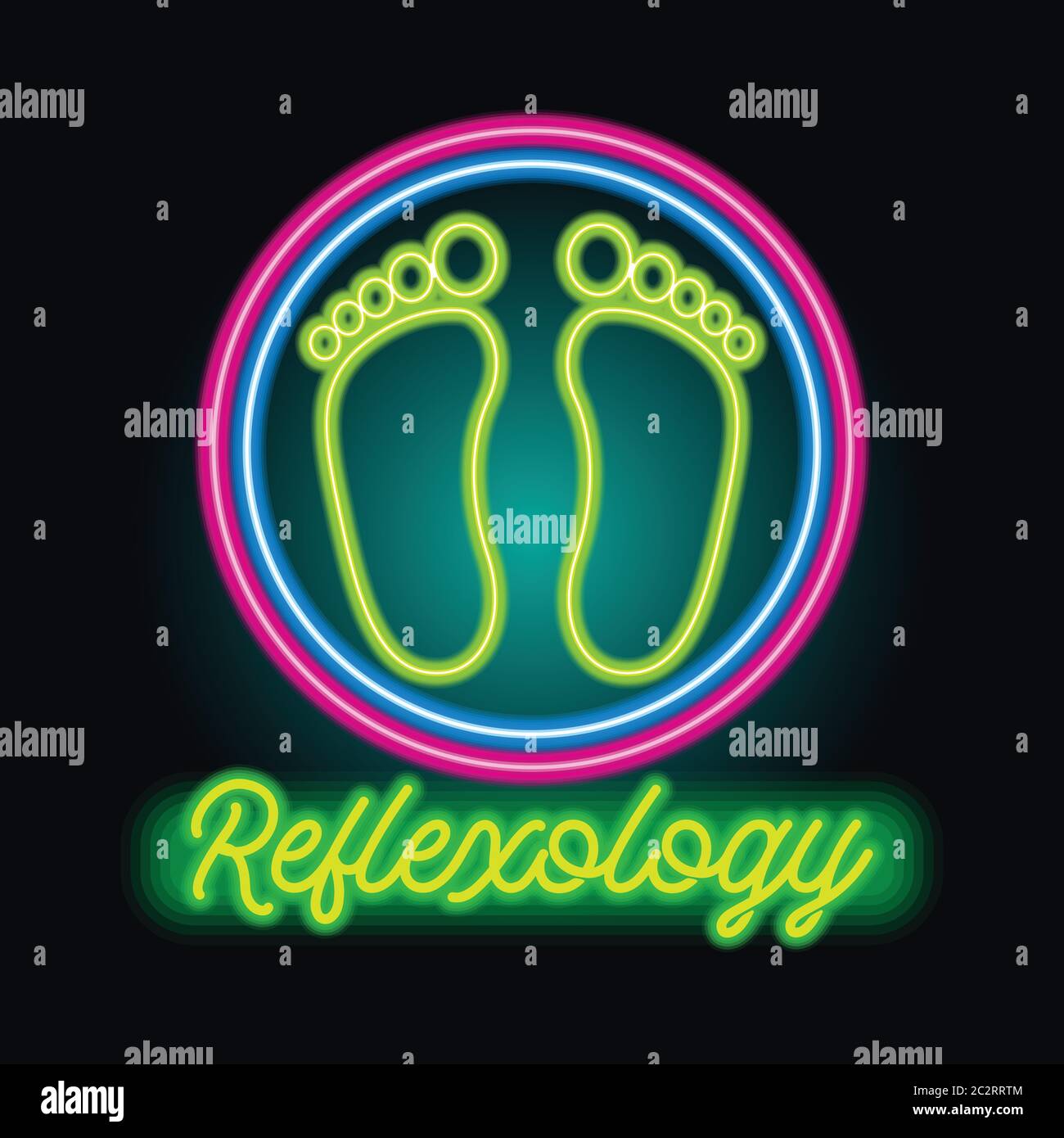 logo de thérapie par zone de réflexologie avec effet de signe néon. illustration vectorielle Illustration de Vecteur