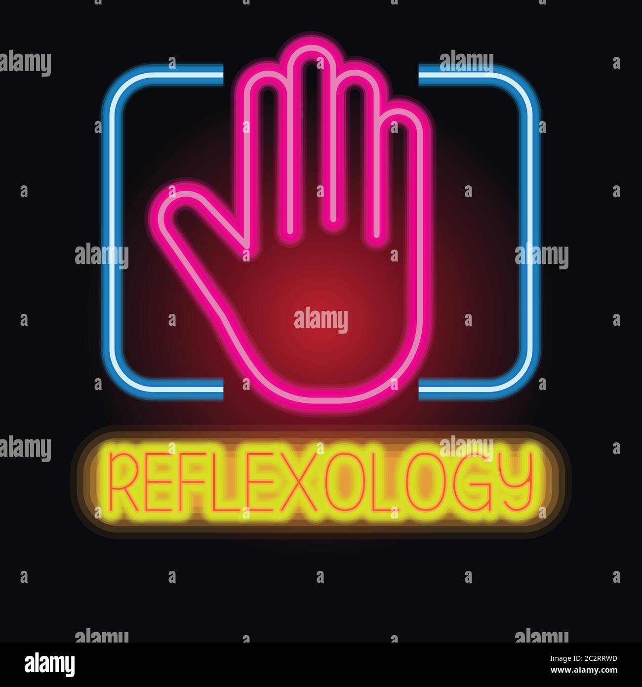 logo de thérapie par zone de réflexologie avec effet de signe néon. illustration vectorielle Illustration de Vecteur
