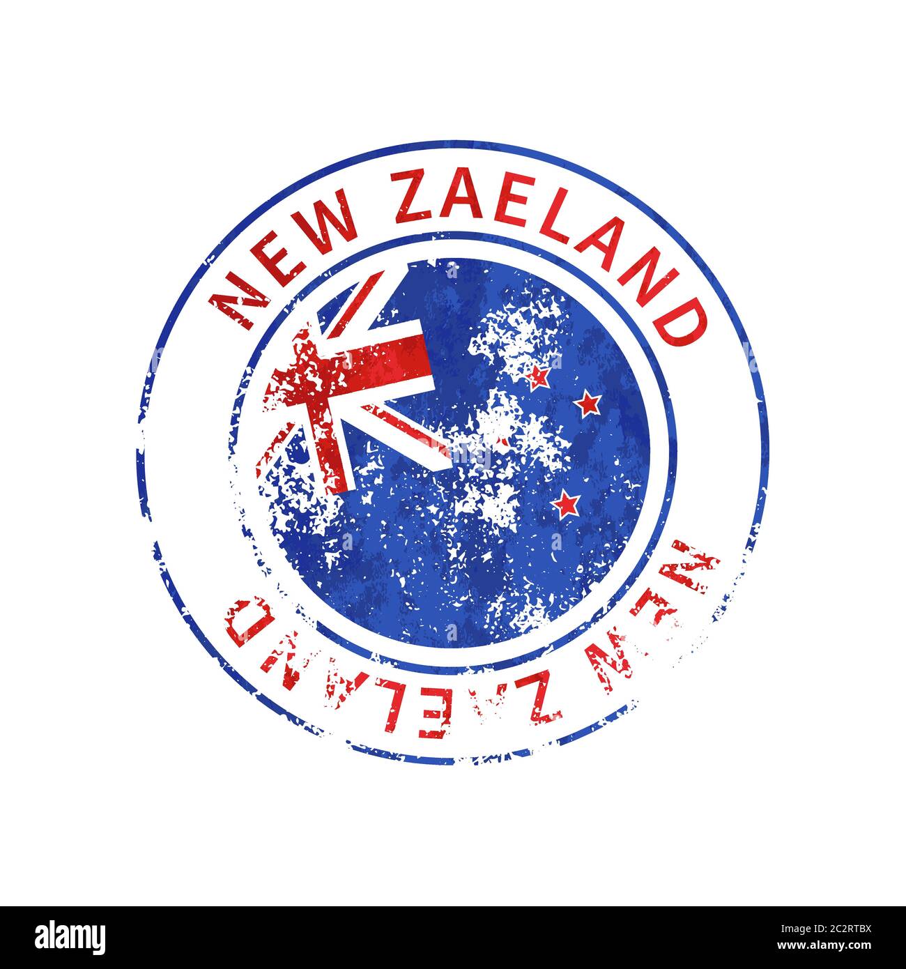Nouveau signe Zaeland, impression grunge vintage avec drapeau sur blanc Illustration de Vecteur