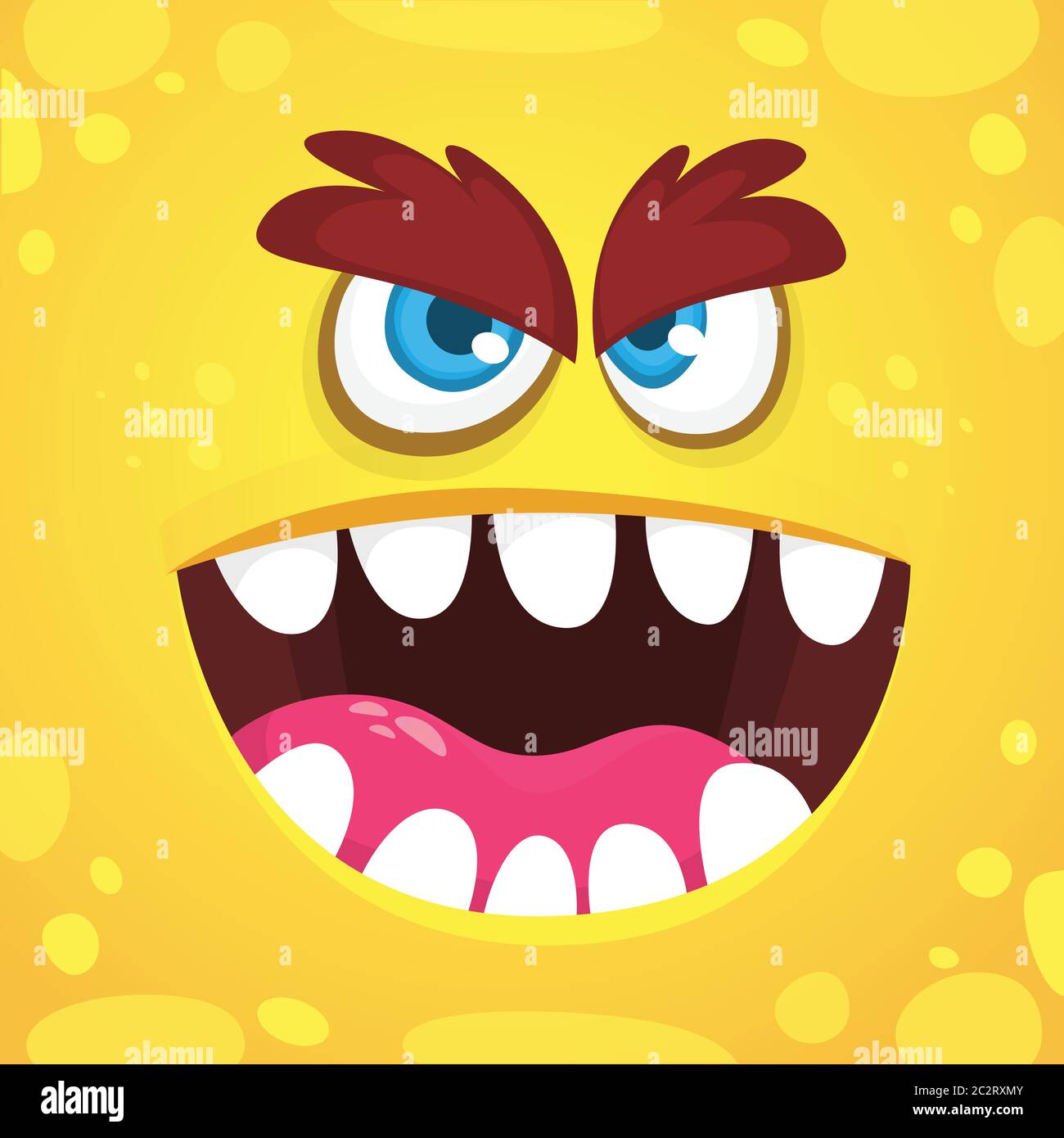 Joli visage de monstre de dessin animé. Avatar carré monstre Halloween Vector Illustration de Vecteur