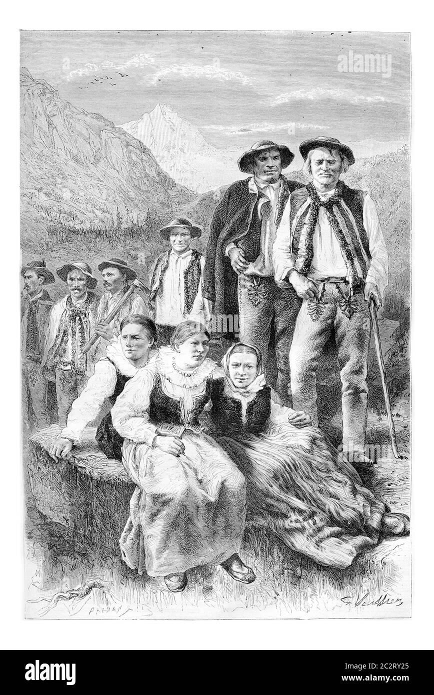Podhales des montagnes Tatra, Pologne, dessin de G. Vuillier à partir d'une photographie, illustration gravée d'époque. Le Tour du monde, Journal de voyage, 18 Banque D'Images