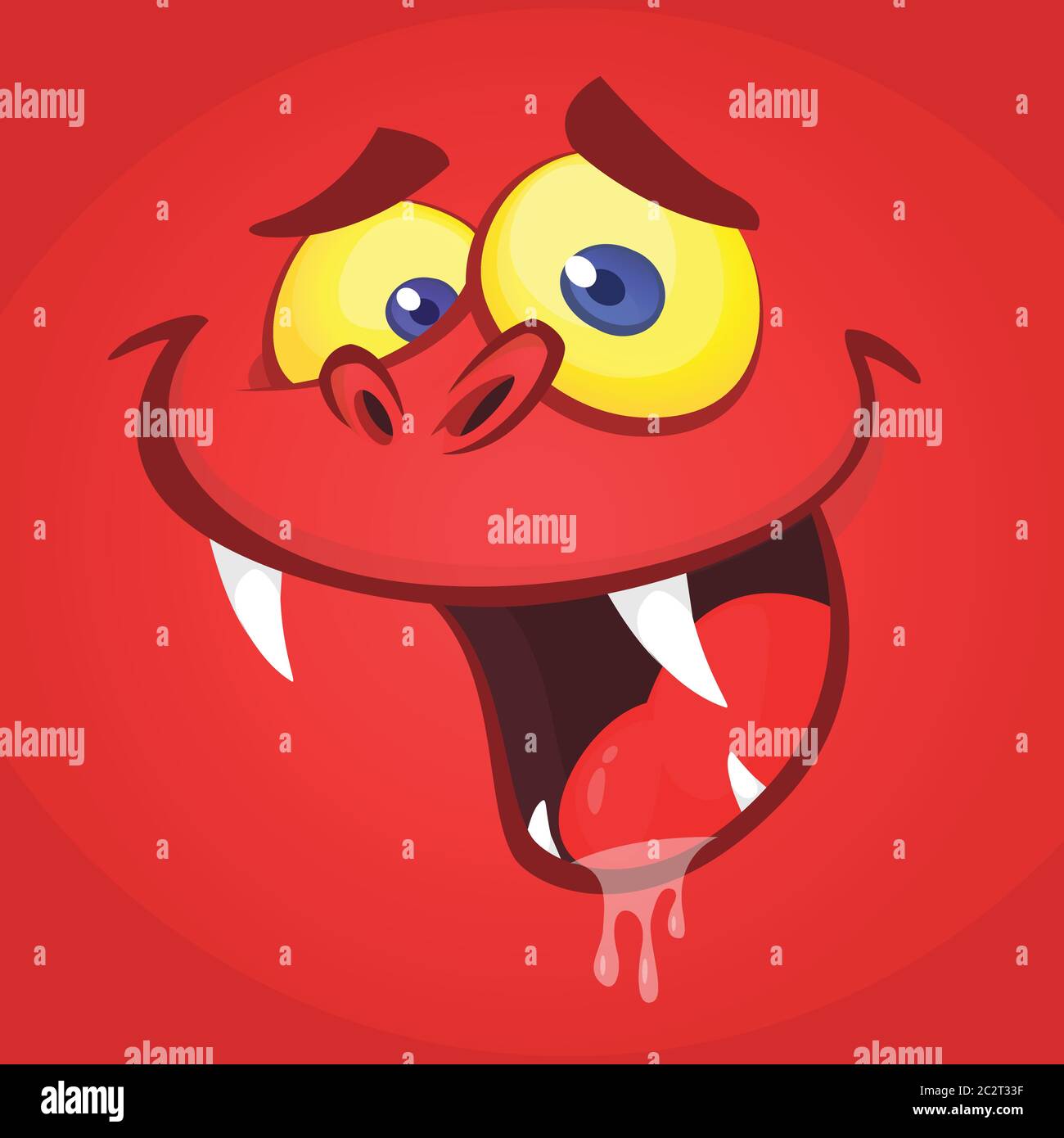 Drôle de dessin animé visage diable parler. Illustration de monstre rouge d'Halloween Vector Illustration de Vecteur